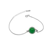 LIUYUYOUGO Bracelets Sterling Silver 925 With Crystal Stone Green Agate Natural Gemstone Bangle Dainty Round Bead Ball Charm Cuff Wristbands Yoga Chakra Jewelry Gift For Women
