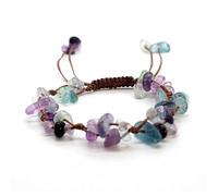 LIUYUYOUGO Chakra Crystal Bracelet For Women 10 Mm Natural Stone Irregular Gravel Chip Beads Gemstone Bangle Adjustable Handmade Braided Lucky Amulet Jewelry Gifts Fluorite