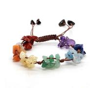 LIUYUYOUGO Chakra Crystal Bracelet For Women 10 Mm Natural Stone Irregular Gravel Chip Beads Gemstone Bangle Adjustable Handmade Braided Lucky Amulet Jewelry Gifts 7 Chakra
