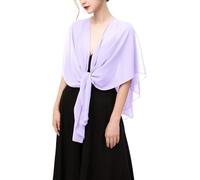 LIUYUYOUGO Chiffon Shawl Wrap for Dress Wedding Guest Kimono Cardigans Open Front Bolero Shrug Oversized Poncho Sheer Cape Cover Up Scarf Elegant Summer Evening Shawl Tops Lilac