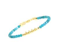 LIUYUYOUGO Crystal Beaded Bracelets For Women 4Mm Faceted Bead Chakra Gemstone Bracelet Bohemia Handmade Natural Stone Jewelry Gifts With 18K Gold Plated Adjustable Chain Apatite B
