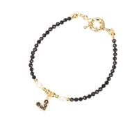 LIUYUYOUGO Crystal Beaded Heart Bracelet For Women Faceted Natural Stone Beads Pearl Splicing Charm Bracelets Elegant Adjustable Christmas Birthday Gemstone Jewelry Gifts Black Onyx