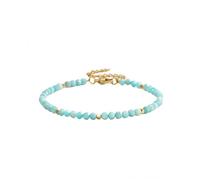 LIUYUYOUGO Crystal Bracelet For Women 3Mm Faceted Beaded Natural Stone Bracelets 18K Gold Plated Adjustable Chain Bangle Bohemia Yoga Energy Gemstones Jewelry Gift Amazonite