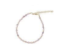 LIUYUYOUGO Crystal Bracelet For Women 3Mm Square Beaded Natural Stone Bracelets 18K Gold Plated Adjustable Chain Bangle Yoga Energy Gemstones Jewelry Gift Amethyst