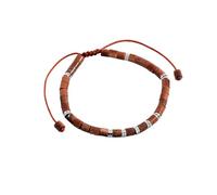 LIUYUYOUGO Crystal Bracelet For Women Colorful Boho Gemstone Beaded Bracelets Natural Stone Barrel Beads Handmade Braided Wristband Beach Jewellery Mum Christmas Birthday Gifts Brown Sand Silver