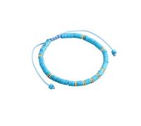 LIUYUYOUGO Crystal Bracelet For Women Colorful Boho Gemstone Beaded Bracelets Natural Stone Barrel Beads Handmade Braided Wristband Beach Jewellery Mum Christmas Birthday Gifts Blue Turquoise
