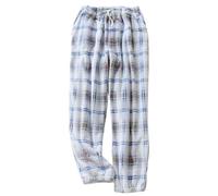 LIUYUYOUGO Fluffy Pj Bottoms Christmas Ladies Checked Flannel Lounge Pants Soft Cozy Coral Fleece Home Sleep Pants Plaid Nightwear Warm Thicken Drawstring Pjs Trousers Light Blue L