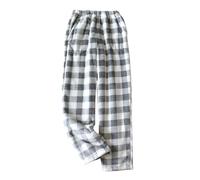 LIUYUYOUGO Fluffy Pj Bottoms Women Checked Flannel Lounge Pants Classic Plaid Halloween Pyjamas Winter Warm Coral Fleece Sleep Pants Nightwear Loose Trousers With Pockets Wide-Grey S