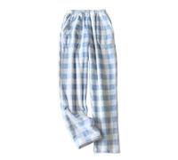 LIUYUYOUGO Fluffy Pj Bottoms Women Checked Flannel Lounge Pants Classic Plaid Halloween Pyjamas Winter Warm Coral Fleece Sleep Pants Nightwear Loose Trousers With Pockets Wide-Light Blue M