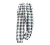 LIUYUYOUGO Fluffy Pj Bottoms Women Checked Flannel Lounge Pants Classic Plaid Halloween Pyjamas Winter Warm Coral Fleece Sleep Pants Nightwear Loose Trousers With Pockets Grey M