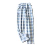 LIUYUYOUGO Fluffy Pj Bottoms Women Checked Flannel Lounge Pants Classic Plaid Halloween Pyjamas Winter Warm Coral Fleece Sleep Pants Nightwear Loose Trousers With Pockets Wide-Light Blue L