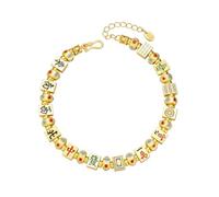 LIUYUYOUGO Gold Plated 925 Sterling Silver Bracelet For Women Ancient Mahjong Beaded Bangle Vintage Handmade Cloisonné Enamel Bracelets Fashion Birth Year Lucky Wealth Jewelry