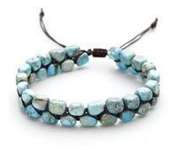 LIUYUYOUGO Handmade Natural Stone Bead Braided Bracelets Bohemian Colorful Emperor Gemstone Crystal Bracelet Vintage Double Layers Wrap Cuff Wristband Jewelry Gift For Women Men Green