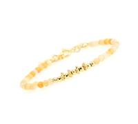 LIUYUYOUGO Ladies Crystal Beaded Bracelets 4Mm Faceted Natural Stone Beads Bracelet With Adjustable Gold Plated Chakra Gemstone Stackable Bangle Boho Jewelry Gifts For Girls Orange Jade B