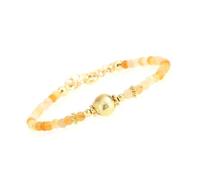 LIUYUYOUGO Ladies Crystal Beaded Bracelets 4Mm Faceted Natural Stone Beads Bracelet With Adjustable Gold Plated Chakra Gemstone Stackable Bangle Boho Jewelry Gifts For Girls Orange Jade C