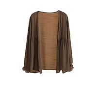 LIUYUYOUGO Linen Cardigans for Women Ruffles Capes Sheer Shrug Top Long Sleeve Open Front Lightweight Kimono Coats Elegant Flowy Bolero Jacket Tunic Blouse Beach Cover Ups Coffee One Size Fits S-L