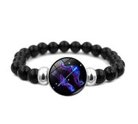 LIUYUYOUGO Luminous 12 Constellation Bracelet Natural Stone Black Onyx Crystal Beaded Bracelets Punk Vintage Zodiac Sign Charms Bangle Fortunate Wristband Jewelry Unisex Sagittarius
