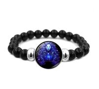 LIUYUYOUGO Luminous 12 Constellation Bracelet Natural Stone Black Onyx Crystal Beaded Bracelets Punk Vintage Zodiac Sign Charms Bangle Fortunate Wristband Jewelry Unisex Virgo