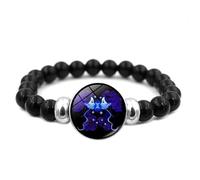 LIUYUYOUGO Luminous 12 Constellation Bracelet Natural Stone Black Onyx Crystal Beaded Bracelets Punk Vintage Zodiac Sign Charms Bangle Fortunate Wristband Jewelry Unisex Gemini