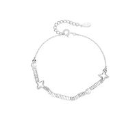 LIUYUYOUGO Luxury 925 Sterling Silver Star Beaded Bracelets For Women Fashion Irregular Blocks Pearl Bangle Adjustable Chain Link Cuff Wristbands Statement Jewellery Gift Silver