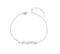 LIUYUYOUGO Mama Bracelet With 925 Sterling Silver Cubic Zirconia Alphabet Charms Link Chain Bracelets Adjustable Cuff Wristbands Mother'S Day Birthday Jwellery Gift For Women Silver