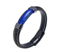 LIUYUYOUGO Mens 23Cm Leather Bracelets Extra Large Fashion Rectangle Natural Stone Protection Crystals Bracelets Energy Gemstone Charm Bangle Jewelry Gift For Boyfriend Husband Lapis Lazuli