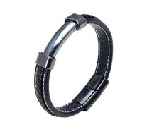 LIUYUYOUGO Mens 23Cm Leather Bracelets Extra Large Fashion Rectangle Natural Stone Protection Crystals Bracelets Energy Gemstone Charm Bangle Jewelry Gift For Boyfriend Husband Hematite