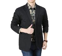 LIUYUYOUGO Mens Casual Blazer Long Sleeve Jacket Washed Cotton Blazer Suits Coat Classic Regular Fit Single Breasted Sports Coats Plus Size Smart Work Jacket Blazer Tops Black XL