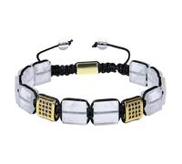 LIUYUYOUGO Mens Crystal Bead Bracelet Fashion Flat Square Natural Stone Bracelets With Shiny Cubic Zirconia Handmade Braided Rope Wristband Energy Protection Jewellery Gift Clear Crystal