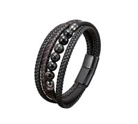 LIUYUYOUGO Mens Leather And Bead Bracelets Classic Multilayer Handmade Braided Black & Brown Cuff Bracelet Natural Stone Tiger Eye Protection Crystals Bangle Jewelry Gifts Dark Green Tiger Eye