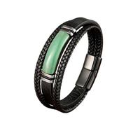 LIUYUYOUGO Mens Leather Bracelet Natural Stone Tiger Eye Agate Hematite Gemstone Crystal Bracelets Punk Handmade Multi-Layer Braided Protection Cuff Wristband Jewellery Gifts Aventurine