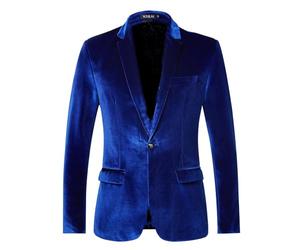 LIUYUYOUGO Mens Velvet Blazer Jacket Solid One Button Blazer Sport Coat Elegant Slim Fit Velvet Tuxedo Jacket Notched Lapel Casual Business Jacket for Dinner Prom Wedding