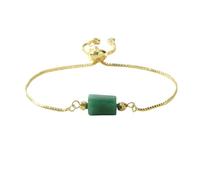 LIUYUYOUGO Multi Color Crystal Bracelet For Women Irregular Facets Rectangle Charm Natural Stone Bracelets 18K Gold Plated Adjustable Chain Bangle Dainty Luck Jewelry Gift Green Aventurine