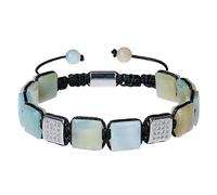 LIUYUYOUGO Natural Stone Bracelet For Men Protection Crystals Gemstone Bracelet Unique Gold/Silver Plated Flat Square Cubic Zirconia Bangle Handmade Braided Energy Jewelry Gift Amazonite