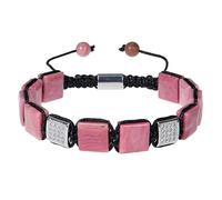 LIUYUYOUGO Natural Stone Bracelet For Men Protection Crystals Gemstone Bracelet Unique Gold/Silver Plated Flat Square Cubic Zirconia Bangle Handmade Braided Energy Jewelry Gift Rhodonite
