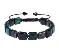 LIUYUYOUGO Natural Stone Bracelet For Men Protection Crystals Gemstone Bracelet Unique Gold/Silver Plated Flat Square Cubic Zirconia Bangle Handmade Braided Energy Jewelry Gift Malachite A