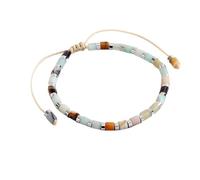 LIUYUYOUGO Natural Stone Bracelet For Women 4Mm Flat Beads Crystal Bracelet Bohemia Adjustable Handmade Braided Bangle Yoga Chakras Gemstones Jewelry Vintage Ethnic Gift Mixed