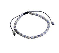 LIUYUYOUGO Natural Stone Bracelet For Women 4Mm Flat Beads Crystal Bracelet Bohemia Adjustable Handmade Braided Bangle Yoga Chakras Gemstones Jewelry Vintage Ethnic Gift Sodalite