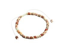 LIUYUYOUGO Natural Stone Bracelet For Women 4Mm Flat Beads Crystal Bracelet Bohemia Adjustable Handmade Braided Bangle Yoga Chakras Gemstones Jewelry Vintage Ethnic Gift Picture Jasper
