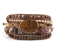 LIUYUYOUGO Natural Stone Wrap Bracelet For Women Men Boho Handmade Multilayer 5 Strand Wraps Bracelets Vintage Charm Crystal Beaded Cuff Bangle Facets Gemstones Ethnic Jewelry Picture Jasper A