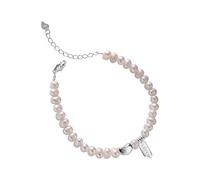 LIUYUYOUGO Pearl Bracelets For Women Sterling Silver Love Heart Lucky Letter Card Charm Bangle Adjustable Beaded Cuff Wristbands Friendship Birthday Jewellery Gift