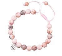 LIUYUYOUGO Pink Zebra Natural Stone Bracelet 12 Zodiac Sign Gemstone Beaded Bracelets With Heart Pendant Adjustable Braided Cuff Wristband Crystal Jewelry Inspirational Gifts Aquarius