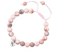 LIUYUYOUGO Pink Zebra Natural Stone Bracelet 12 Zodiac Sign Gemstone Beaded Bracelets With Heart Pendant Adjustable Braided Cuff Wristband Crystal Jewelry Inspirational Gifts Scorpio