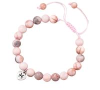 LIUYUYOUGO Pink Zebra Natural Stone Bracelet 12 Zodiac Sign Gemstone Beaded Bracelets With Heart Pendant Adjustable Braided Cuff Wristband Crystal Jewelry Inspirational Gifts Pisces