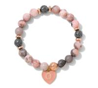 LIUYUYOUGO Pink Zebra Natural Stone Bracelet Initial A-Z Letter Couple Beads Bracelets With Glaze Drip Heart Pendant Elastic Beaded Crystal Bangle For Womens Teen Girls Gifts Letter O