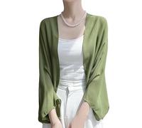 LIUYUYOUGO Sheer Chiffon Cover Up Cape Shawl for Dress Kimono Cardigans Open Front Bolero Shrug Lightweight Silk Feeling Shawl Wrap Ladies Elegant Wedding Guest Shrug Coat Sage Green M