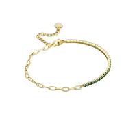 LIUYUYOUGO Silver Tennis Bracelet For Women 925 With Shiny Cubic Zirconia Bracelets Adjustable Splicing Paperclip Chain Crystal Bangle Fashion Wedding Party Jewelry Gold Green