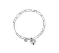 LIUYUYOUGO Sterling Silver 925 Beaded Puff Heart Charm Bracelet Hollow Hammered Link Chain Love Heart Bangle Vintage 14K Gold Plated Anklet Wristbands Friendship Jewellery Distressed Silver