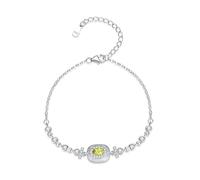 LIUYUYOUGO Sterling Silver Bracelet For Women Birthstone Bracelets With Shiny Crystal Diamonds Adjustable Rectangle Natural Gemstone Charms Bangle Luxury Fashion Jewellery Gift Aug - Peridot
