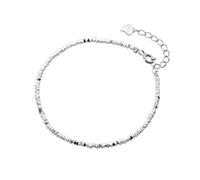 LIUYUYOUGO Sterling Silver Bracelets For Women 925 Irregular Blocks Beaded Bangle Adjustable Chain Link Cuff Wristbands Fashion Statement Jewellery Birthday Mother'S Day Gift